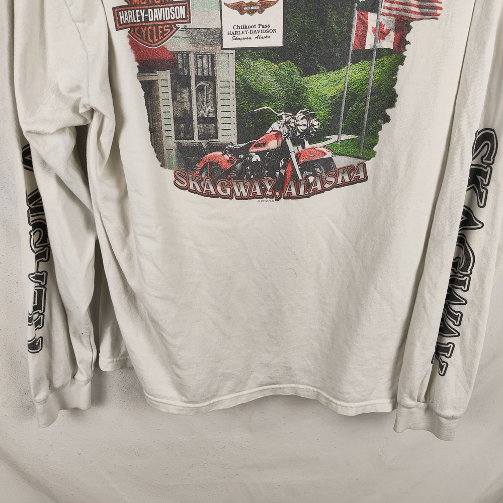 Harley-Davidson Shirt Mens Large White Long Sleeve Chilkoot Pass Skagway Alaska - Picture 11 of 13